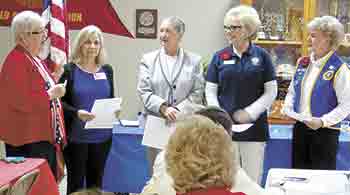 Brenda Toppin, left, Department Vice President and Membership Chairman, present certificates to the following Auxiliary Unit presidents for meeting or exceeding membership goals, from left, Tryon, Kings Mountain, Cherryville and Shelby President, Shirley 
