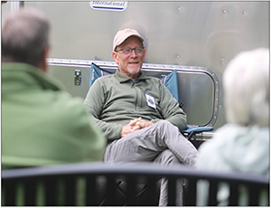 Bill Brickley talks to friends during the Carolinas Airstream Club at the Open House