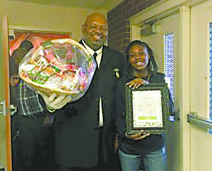 Delivering a package to Rodney Borders, director of Alternative Programs at Turning Point Academy in Shelby.