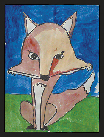 "Fox" by Bella Ledbetter, Boiling Springs Elementary, 2nd Grade, Painting