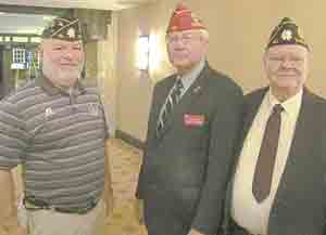 Left  to  right: Post 82 Commander Ned Cash; National Commander Dale Barnett; and Post 82 Contest Chairman Ludy Wilkie.