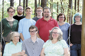 Max and his family sit and gather around the swing located along the Peace Path. Pictured on the ront row is his Grandma Carolyn Ross, Eagle Scout Max Blankenship, his mom Sandra Yarbro. Back Row: Isabel and Maury Hutchens, Max\'s brother Will, Harrison H