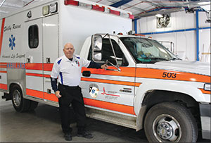 Shelby Rescue\'s Assistant Chief Bill Weaver with one of their Advanced Life Support ambulances. (photos by MEP/CF Media)