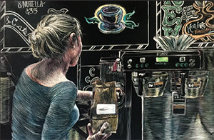 Lori McAdams Chalkboard Barista Detail Scratchboard (Photos provided)