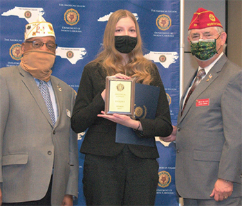 James Moore; State Commander; Savannah McGlothlin $2,000 scholarship winner and Bill Oxford, National Commander.