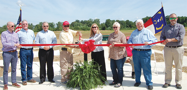 At the Foothills Public Shooting Complex\'s new range additions ribbon-cutting ceremony on Tuesday, June 22, are (L to R): Justin Burr, Outdoor Heritage Advisory Council; Ronnie Whetstine, Cleveland County Commissioner; Rep. Kelly Hastings; Johnny Hutchin