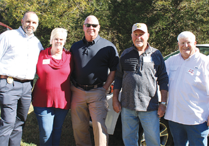 Shelby Police Chief Jeff Ledford, Cleveland County Commissioner Deb Hardin, Cleveland County Sheriff Alan Norman, and Cleveland County Commissioners Johnny Hutchins and Doug Bridges at the Law Enforcement luncheon.