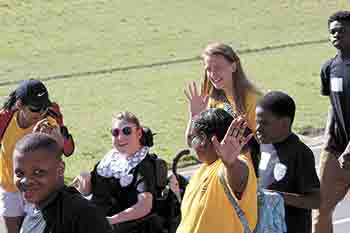 North Shelby School students and their teachers enjoy the fun at the Cleveland County Special Olympics.