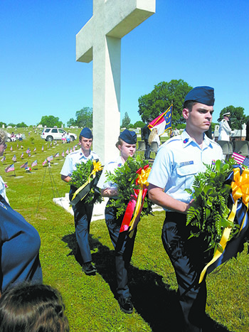 Civil Air Patrol cadets participating a Wreath Laying Ceremony in Kings Mountain