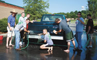 Burns students washed cars out back of  Applebees. 
