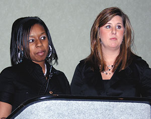 Porcha Lockette (left) gave a special testimony about the program with her mentor Lauren Turner, RN, BSN by her side