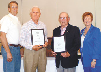  Pictured left to right: Kiwanian Bill Turpish of The Turpish Group; Doug Sharp and Bill Horn  of the C.C. Potato Project and Kiwanian Martha Bivens of Aflac Insurance.