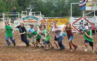As gifts were placed at the end of the arena, on the count of three, they ran to claim their prizes!