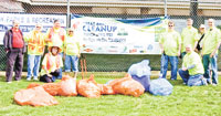 Pictured above, L-R:  Standing: Mike Lowery (KSB Member), Mary Byrnes (KSB Coordinator), Don Renick (volunteer), Lillian Corprew (KSB Member), Councilman Dennis Bailey, Mayor Ted Alexander, Stan Shaw (KSB Member), Peter Potemkin (KSB Member); L-R: Kneelin