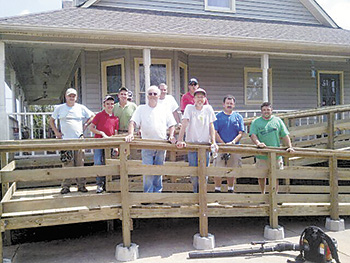 Elizabeth Baptist Handyman Ministry completes ramp for patient, Nellie Williams.
