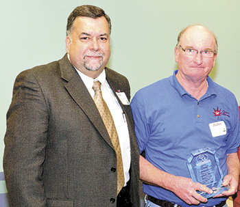 Clineâ€™s Nursery Presentation: L-R: Don Costner, Chairman of Keep Shelby Beautiul,; John Cline, owner of Clineâ€™s Nursery.