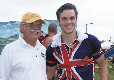 One of this yearâ€™s entrants, Tom Furnival, was from Scotland! He was proudly wearing his countryâ€™s colors and is shown here with Kings Mountainâ€™s Mayor Rick Murphrey.