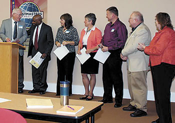 Brewster Strope, Bert Freeman, Renee Bingham, Lauren Mauney, Scott Lupas, Ronald Crews (Chief Judge) and Ann Holt (Area 4 Governor).