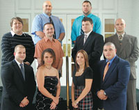 Front row l-r: Tommy McNeilly, EMS Coordinator; Crystal Buff; Ashley Davis; Doug Goodwin, Assistant EMS Coordinator.Second Row l-r: Levi Bolt, Kyle Herndon, Matthew Childers, Chuck Harrelson. Third row l-r: Billy Stamey, Blake Cochran. Not Pictured: Miche