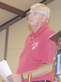 Dave Titus, 1st Vice District Governor of District  31-A and a member of Shelby Lions Club,  welcomes area Lions to the zone meeting.
