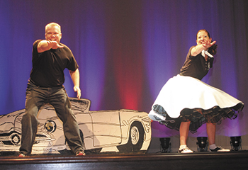 Brian and Jennenne Hunnell dance to some tunes, from the Grease soundtrack, during last yearâ€™s performance.