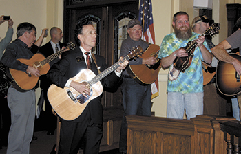 Stan Anthony, Mayor of Shelby, picked up his guitar and joined in the â€œFlash Mobâ€.