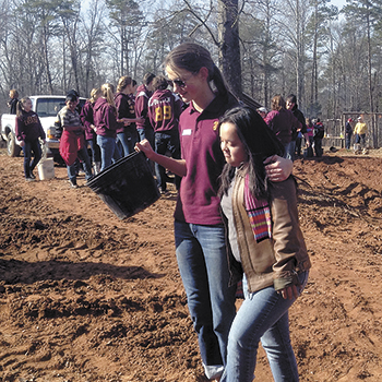 Students head to the field