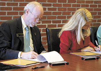 Dr. Ben Leslie, GWU Provost and Executive Vice President, and Dr. Shannon Kennedy, CCC Executive Vice President.  photo provided by Matthew Tessnear