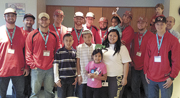 Ten Gardner-Webb baseball players and coaches visited Levine Childrenâ€™s Hospital in Charlotte. The GWU baseball program supports children at Levine through fundraisers each year.