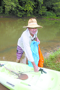 David Caldwell prepares to go into the First Broad River.
