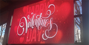 Valentine Grams will be displayed on the new media screen at Patriots Park on February 10-14.